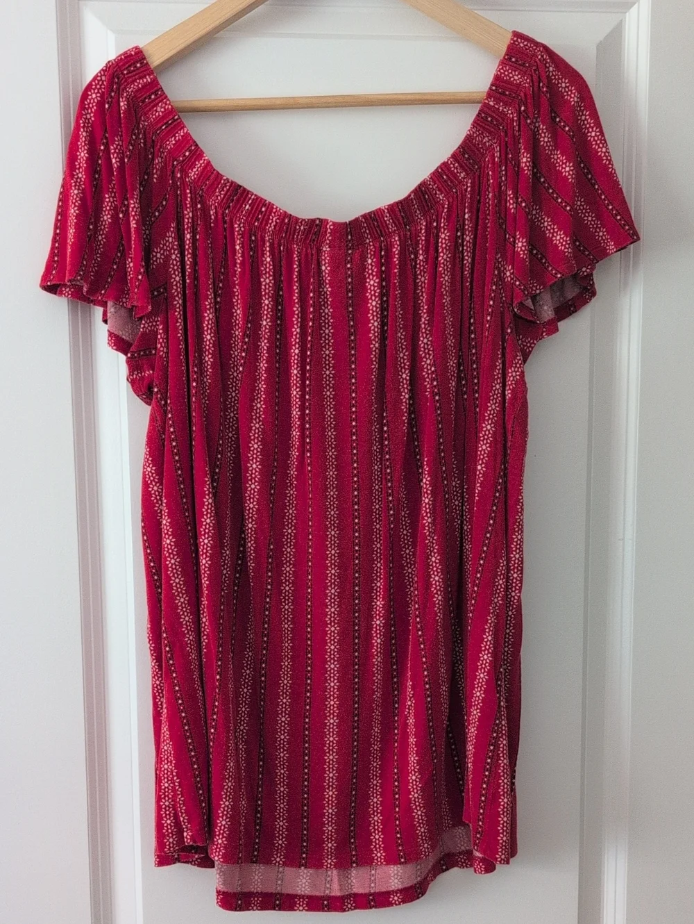 torrid Red Off-Shoulder Flutter Sleeve Tunic